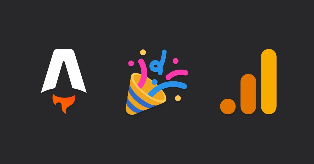 Logo of Astro, partytown and google analytics together