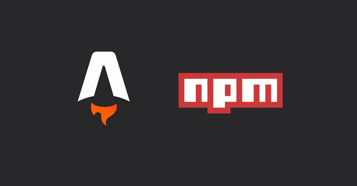 The logo of Astro and npm